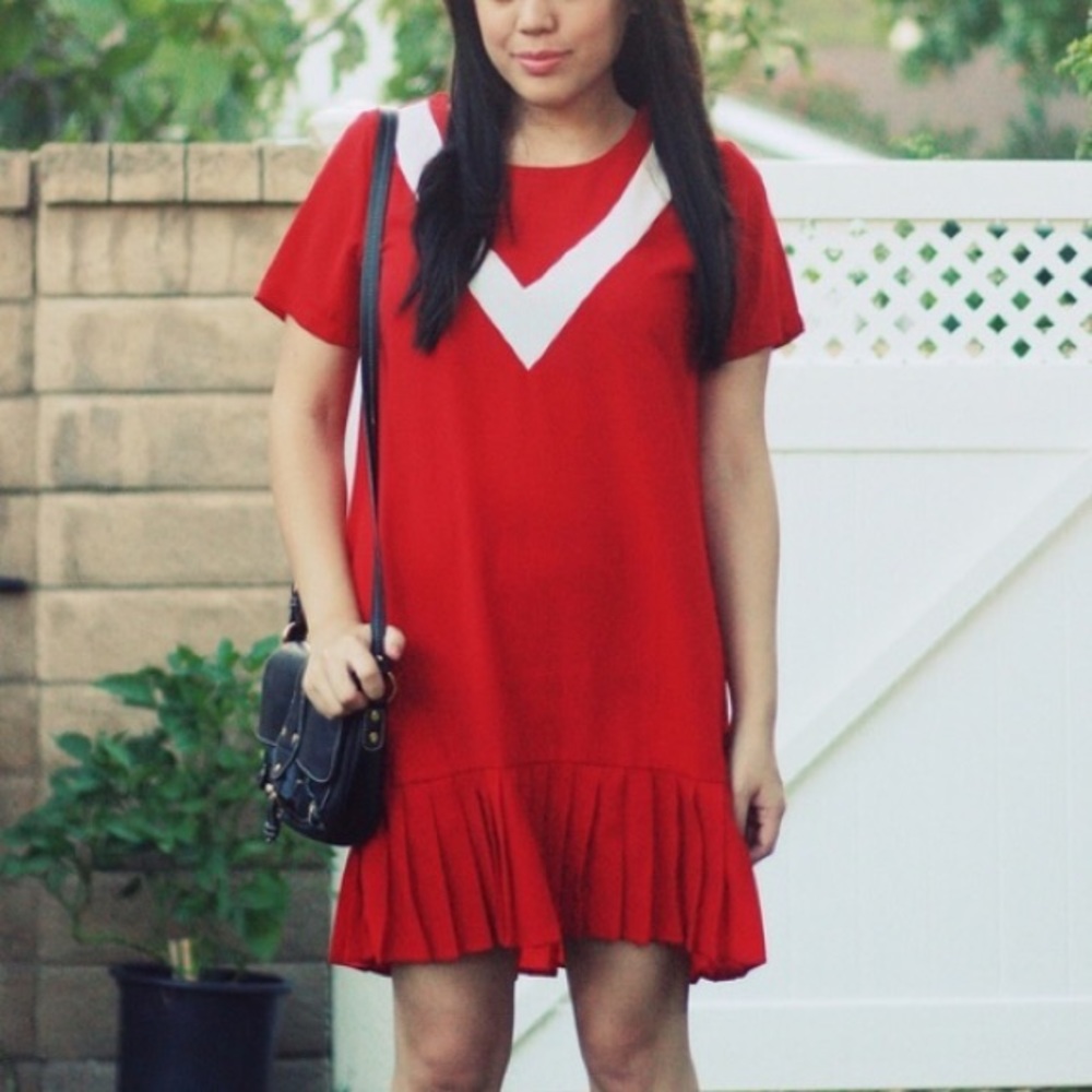 FXJC Woman Red Retro Vintage Inspired Shift Dress